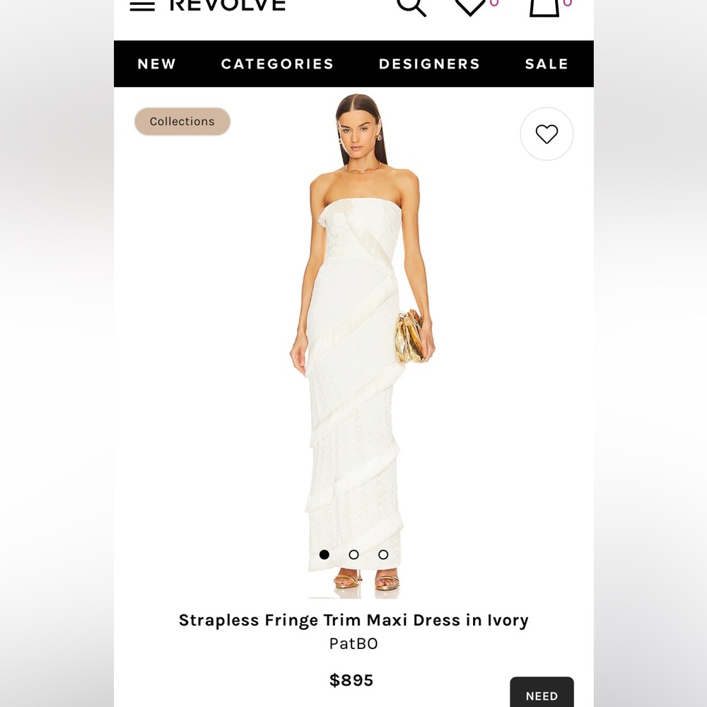 PatBO Strapless Fringe Trim Maxi Dress in Ivory
